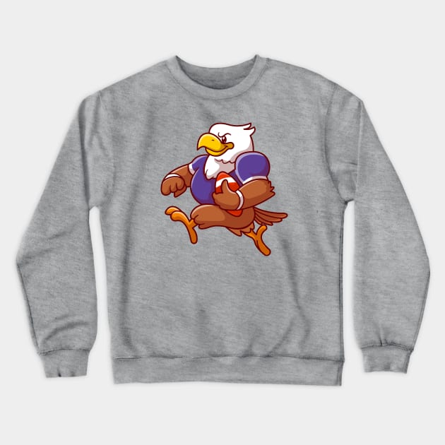 Cute Eagle Playing Rugby Football Cartoon Crewneck Sweatshirt by Catalyst Labs